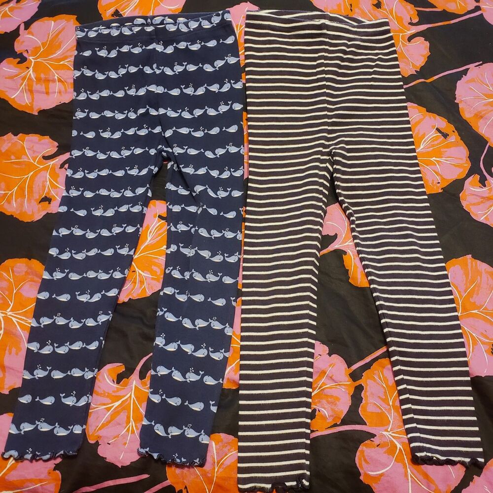 Gymboree Lot of 2 Leggings Whale Watching Line Size 5 Nautical Beach Vacay
